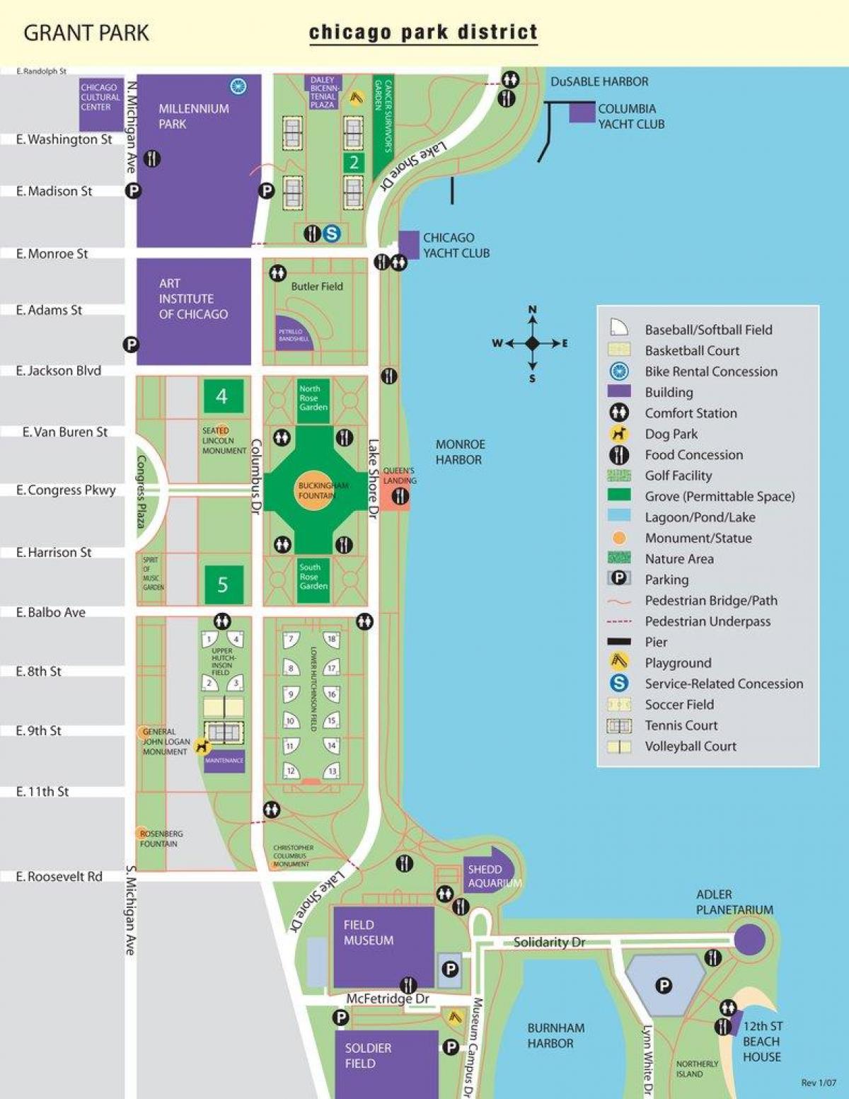 карта Грант-парк Чикаго