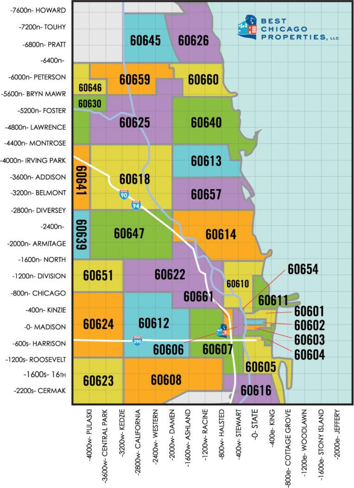 Чикаго ЗИП код на карте