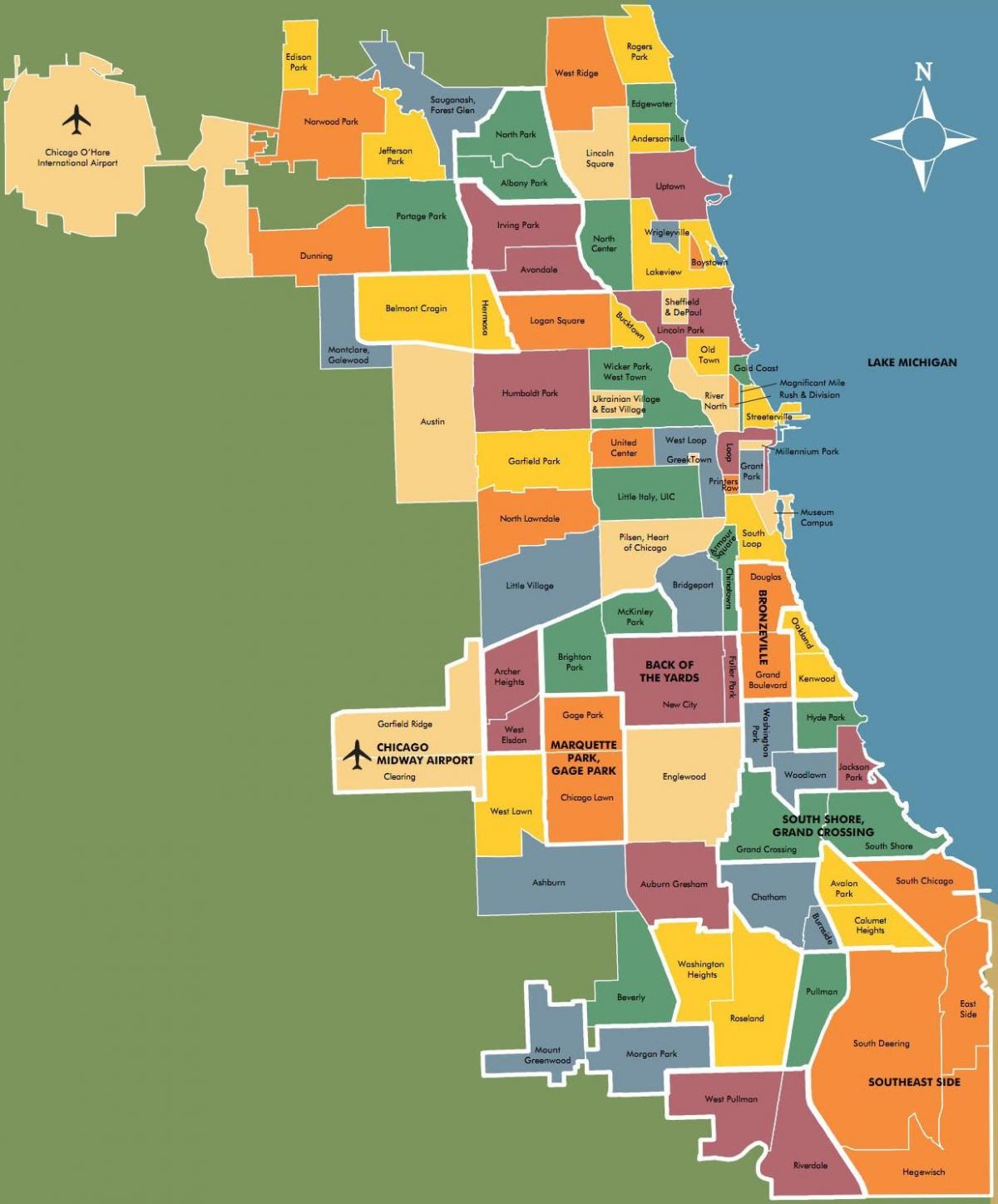 карта окрестностей в Чикаго