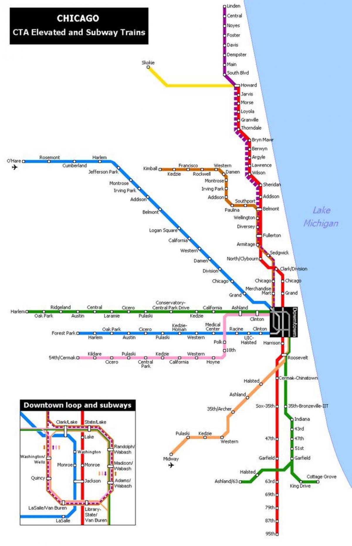 Метро Чикаго метро карта