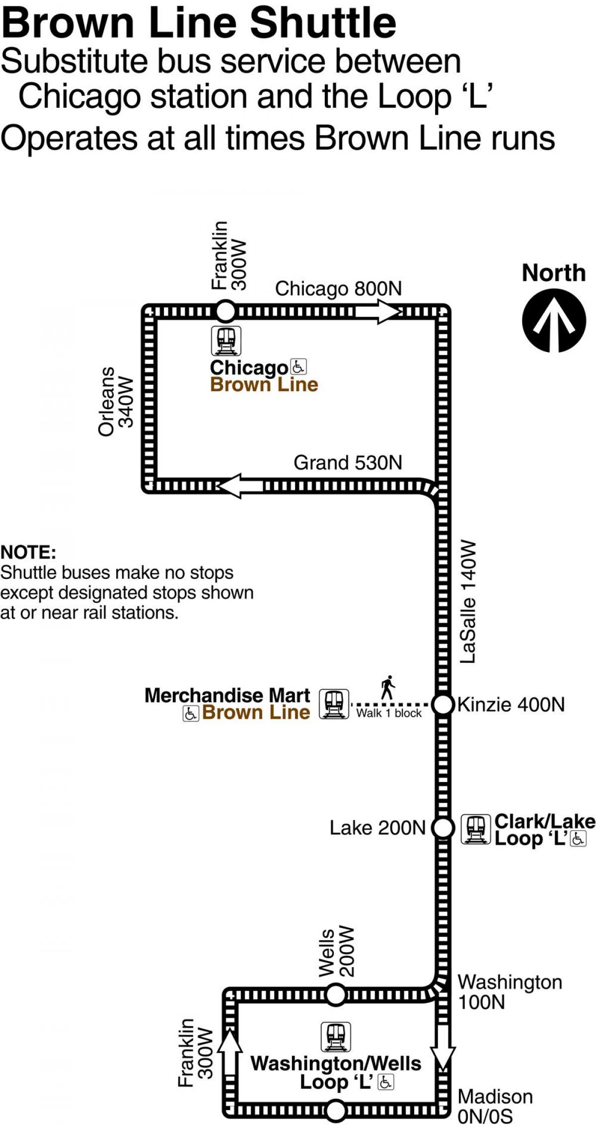 Чикаго коричневая линия карте