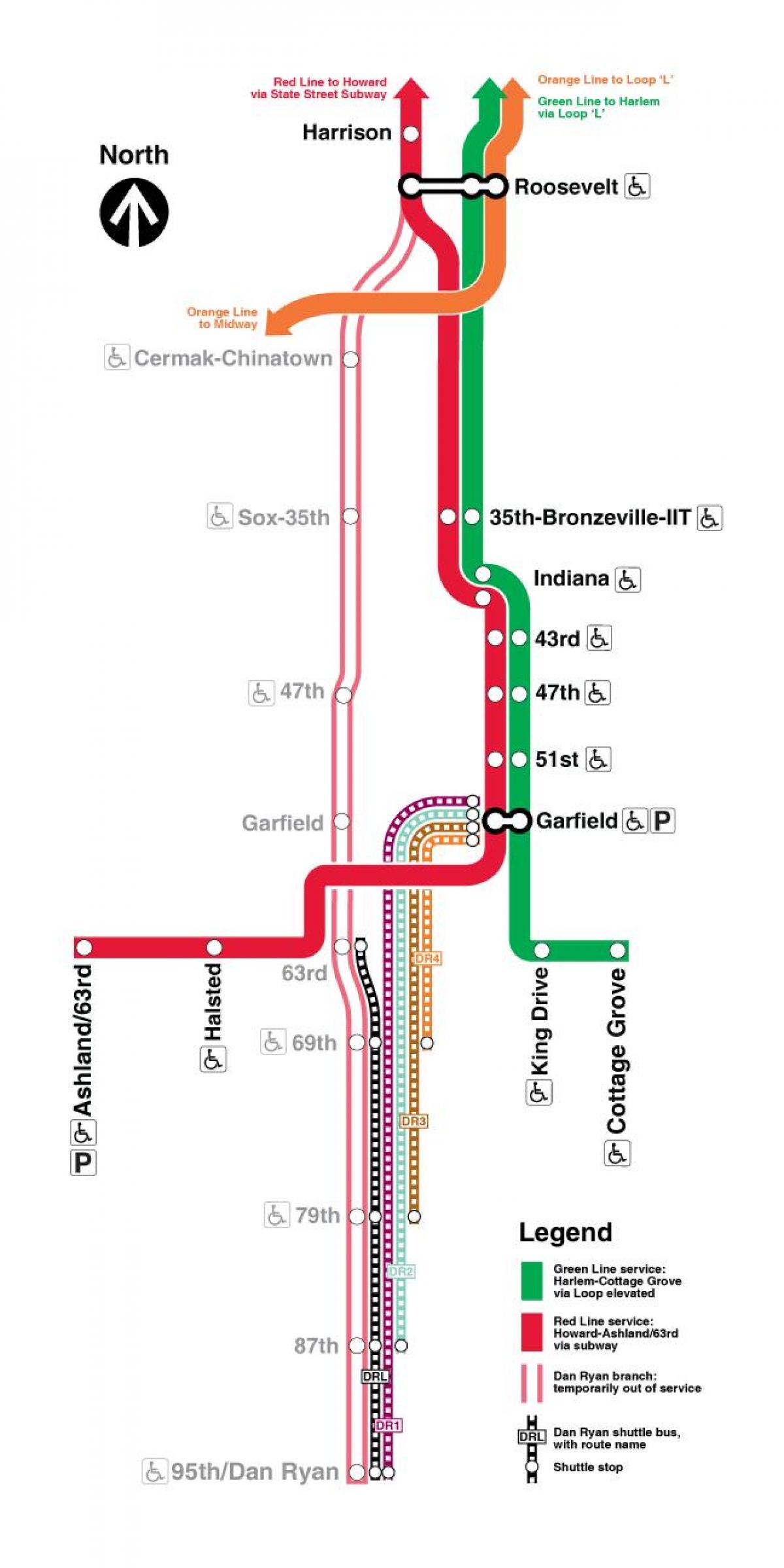 карта красная линия Чикаго