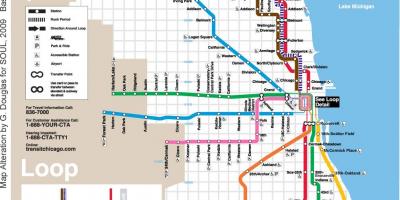 Чикаго поезде на карте синяя линия