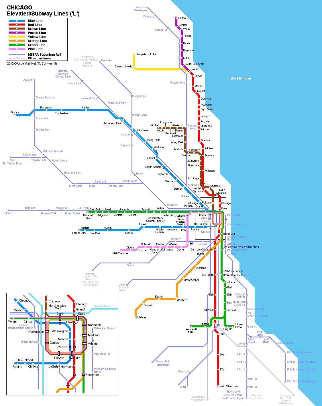 Станции метро Chicago карте