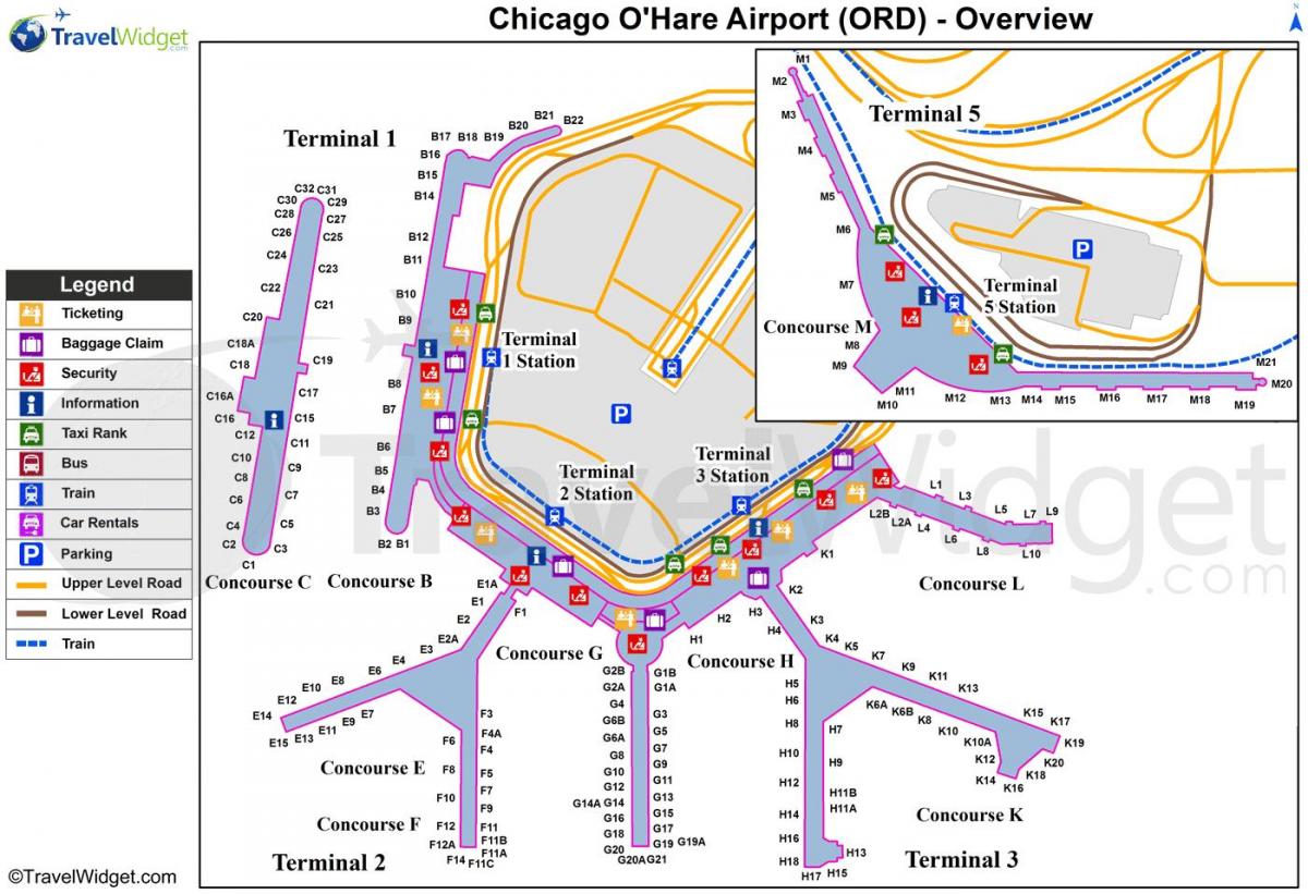 Чикаго Международный аэропорт О'Харе карте