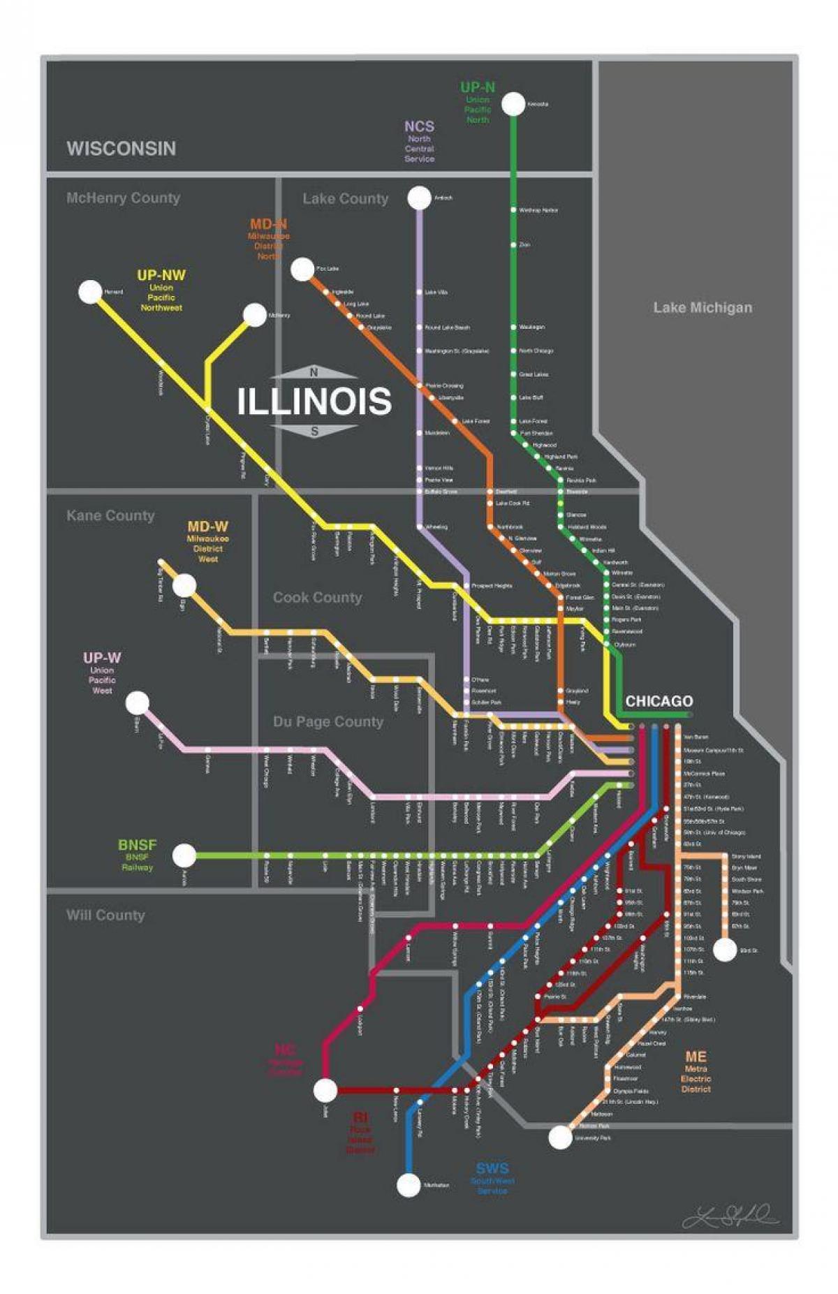 метра поезде на карте Чикаго