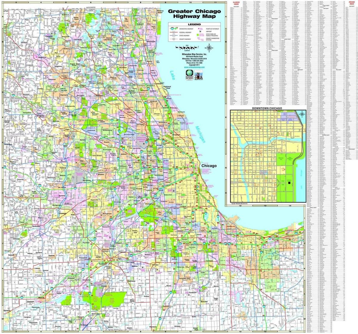 карта автомобильных дорог Чикаго