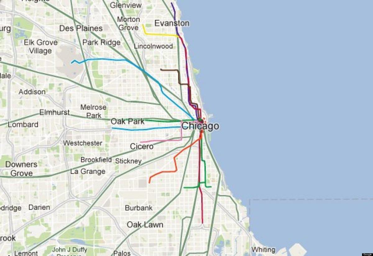 Чикаго синей линии железнодорожной карте