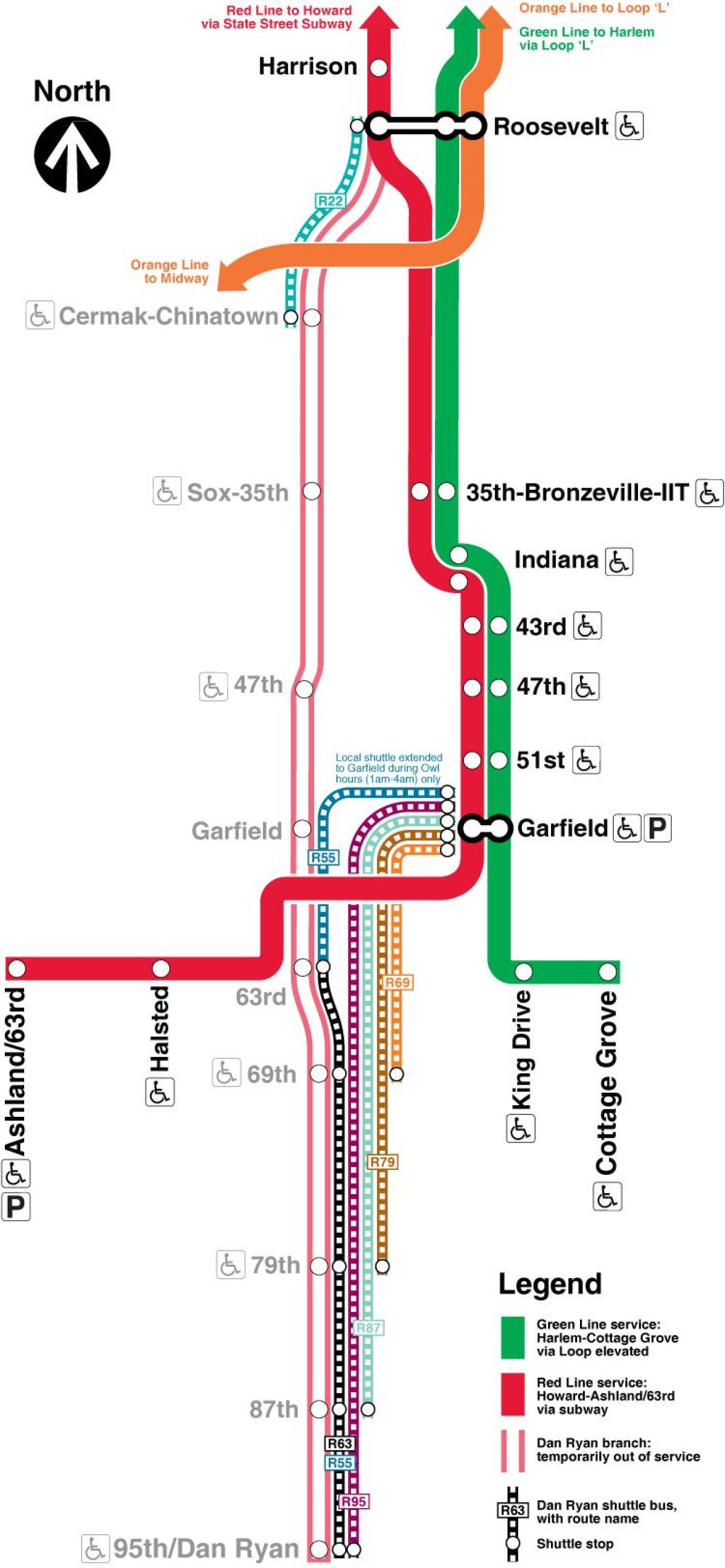 Чикаго карта метро красная линия