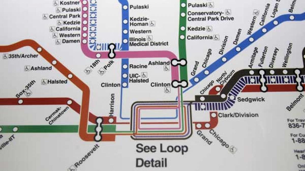 Чикаго карта метро голубой линии