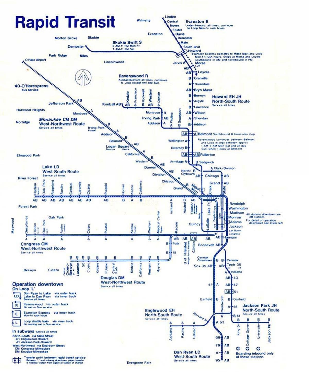 карта синяя линия Чикаго