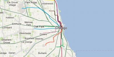 Чикаго синей линии железнодорожной карте