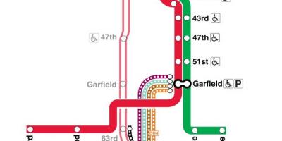 Чикаго поезде на карте красной линией
