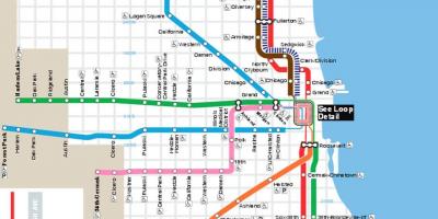 Карта Чикаго синей линии